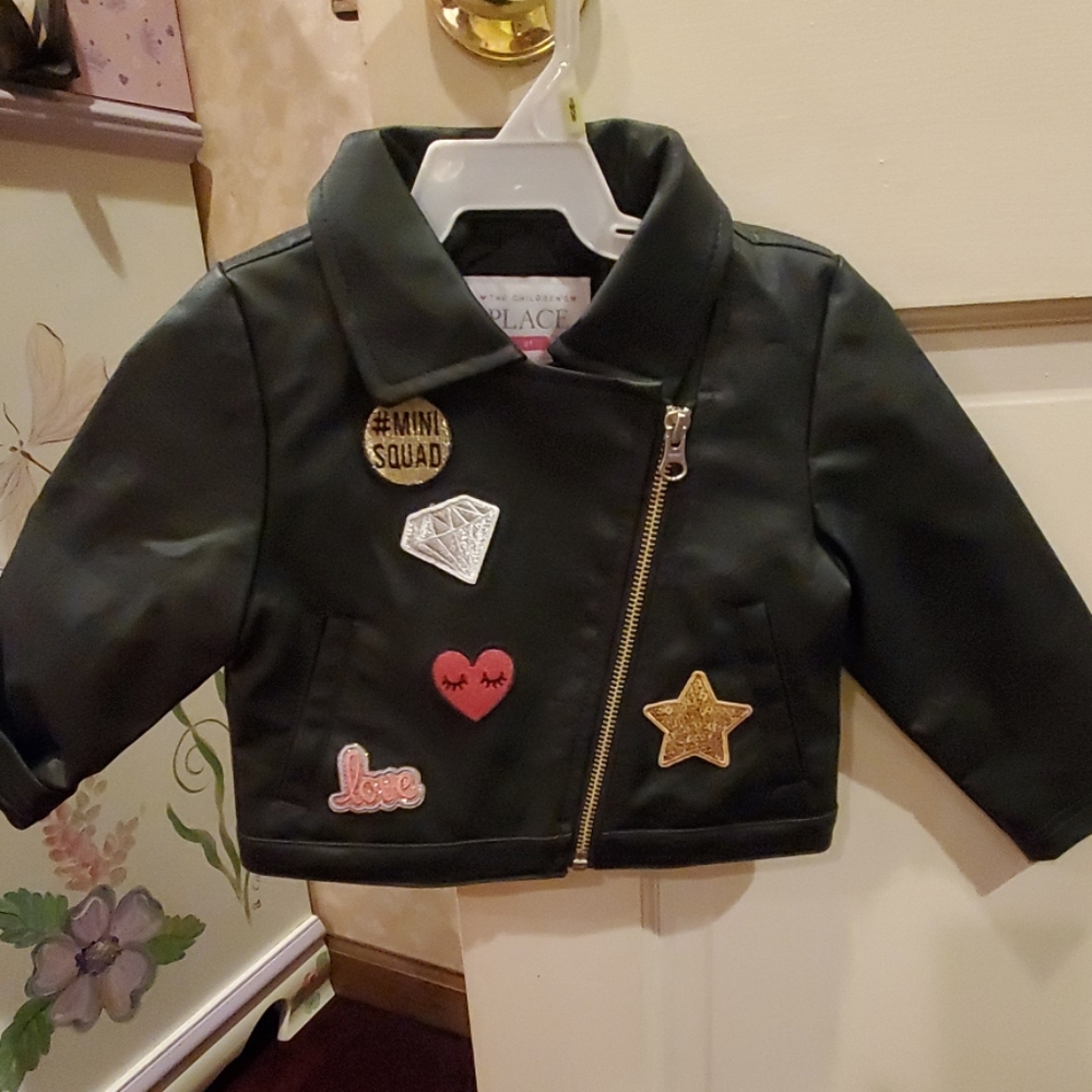 NWT  Faux Leather Jacket with attached patches